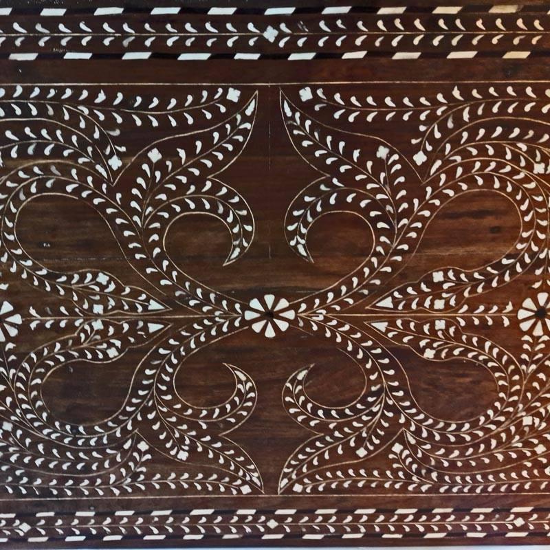 Indian Bone-Inlaid Teak Desk from India, 20th Century