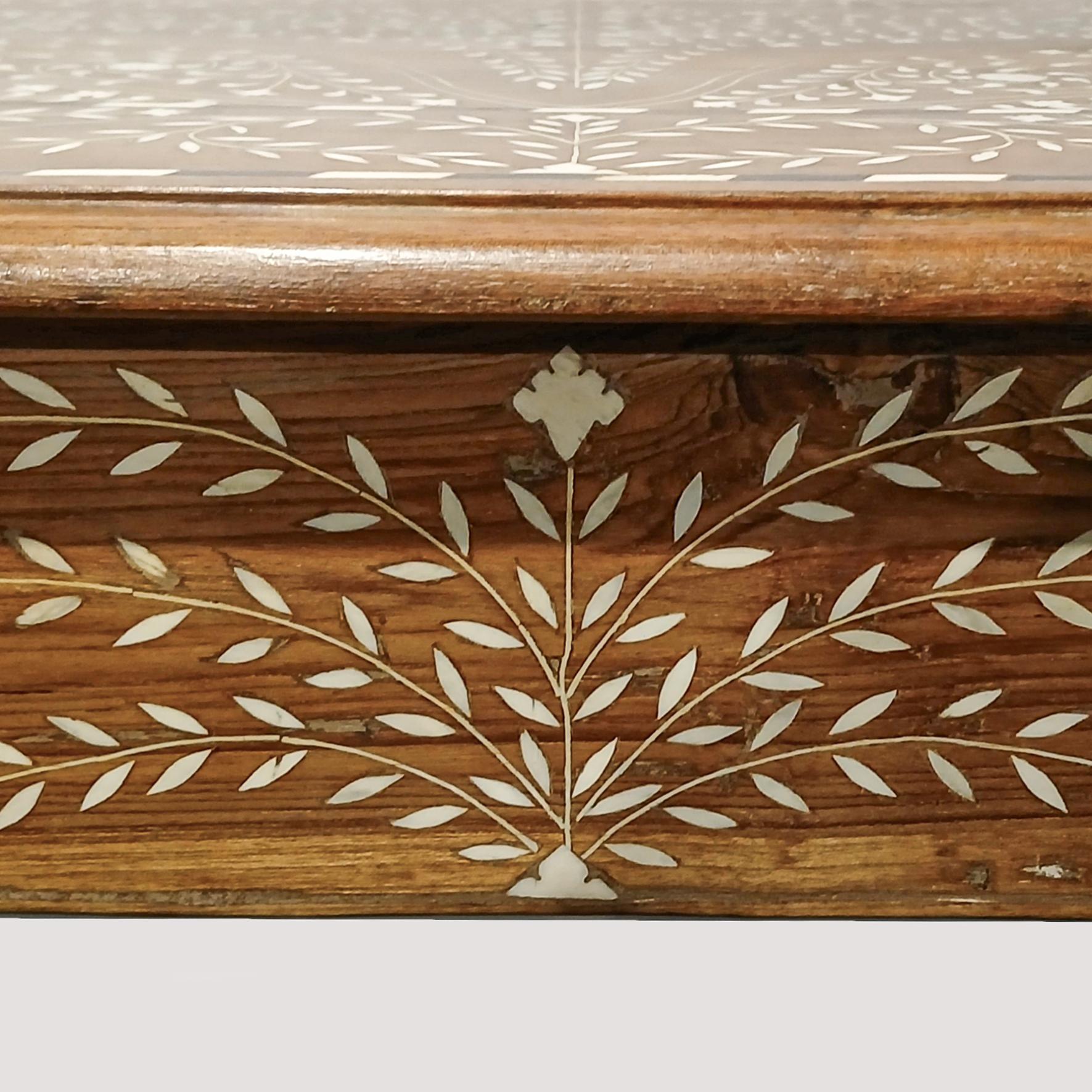 Inlaid Teak Writing Desk from India For Sale 2
