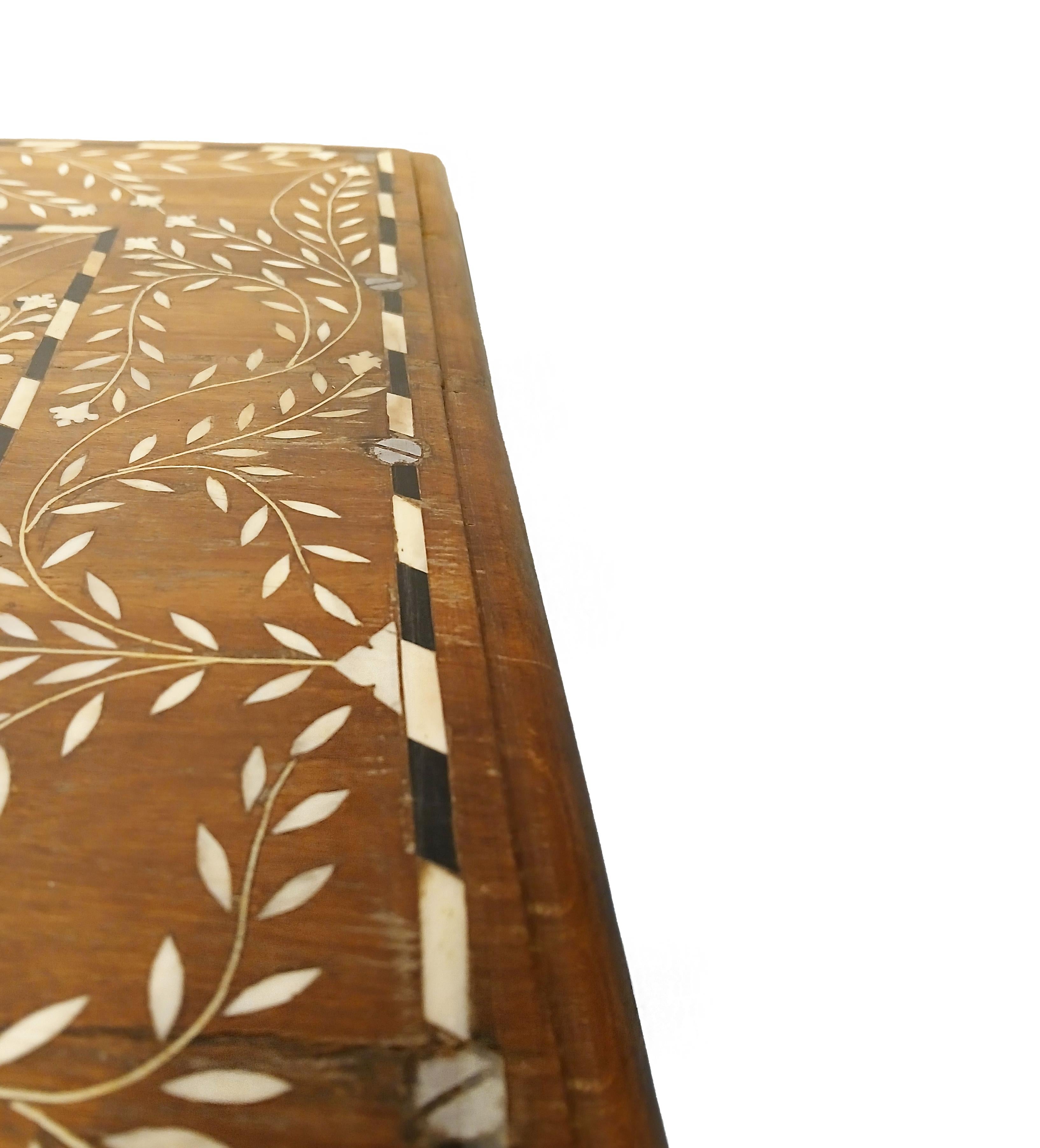 Inlaid Teak Writing Desk from India For Sale 3