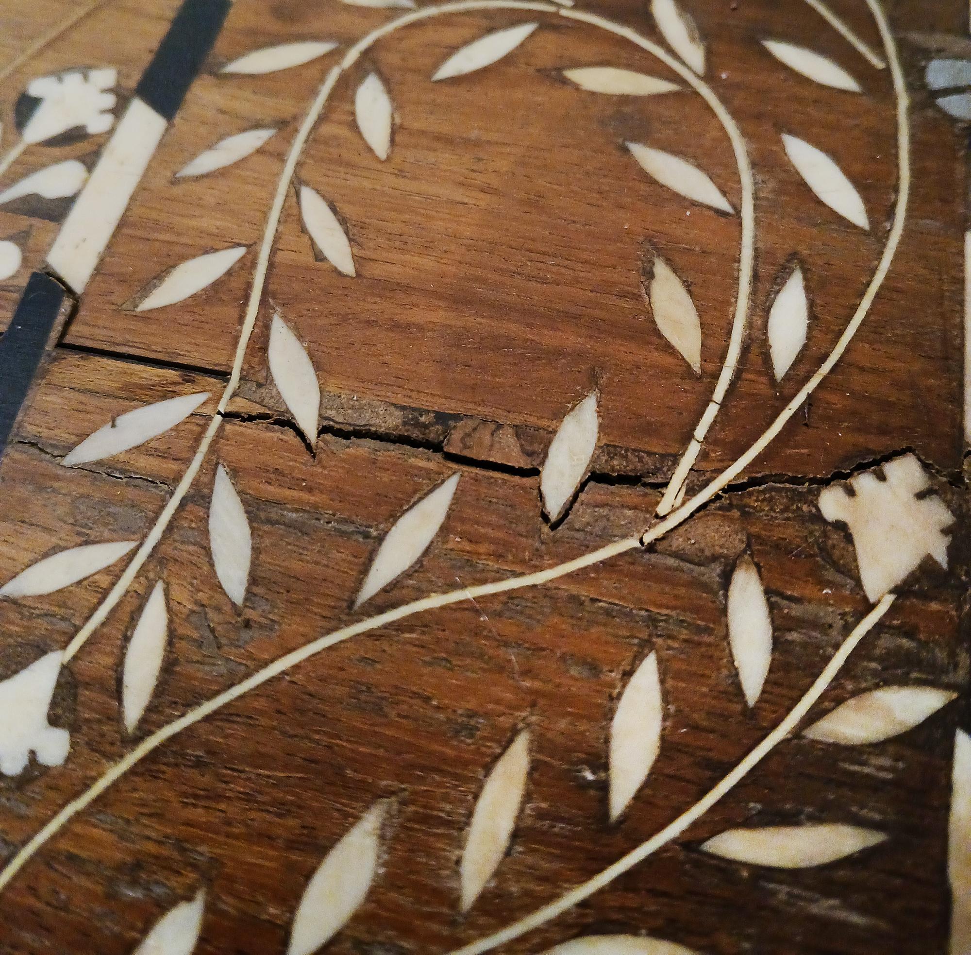 Inlaid Teak Writing Desk from India For Sale 8