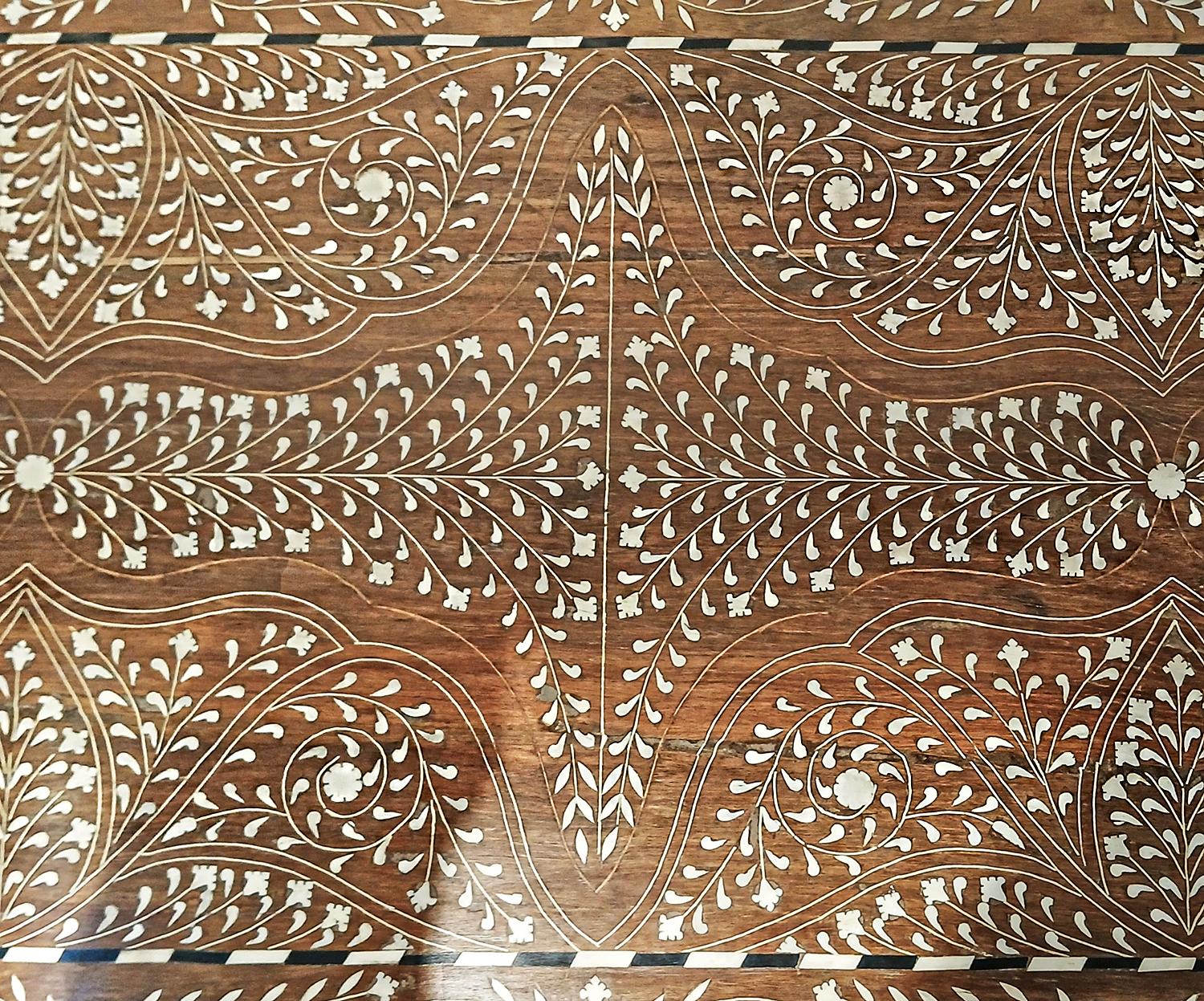 Late 20th Century Inlaid Teak Writing Desk from India For Sale