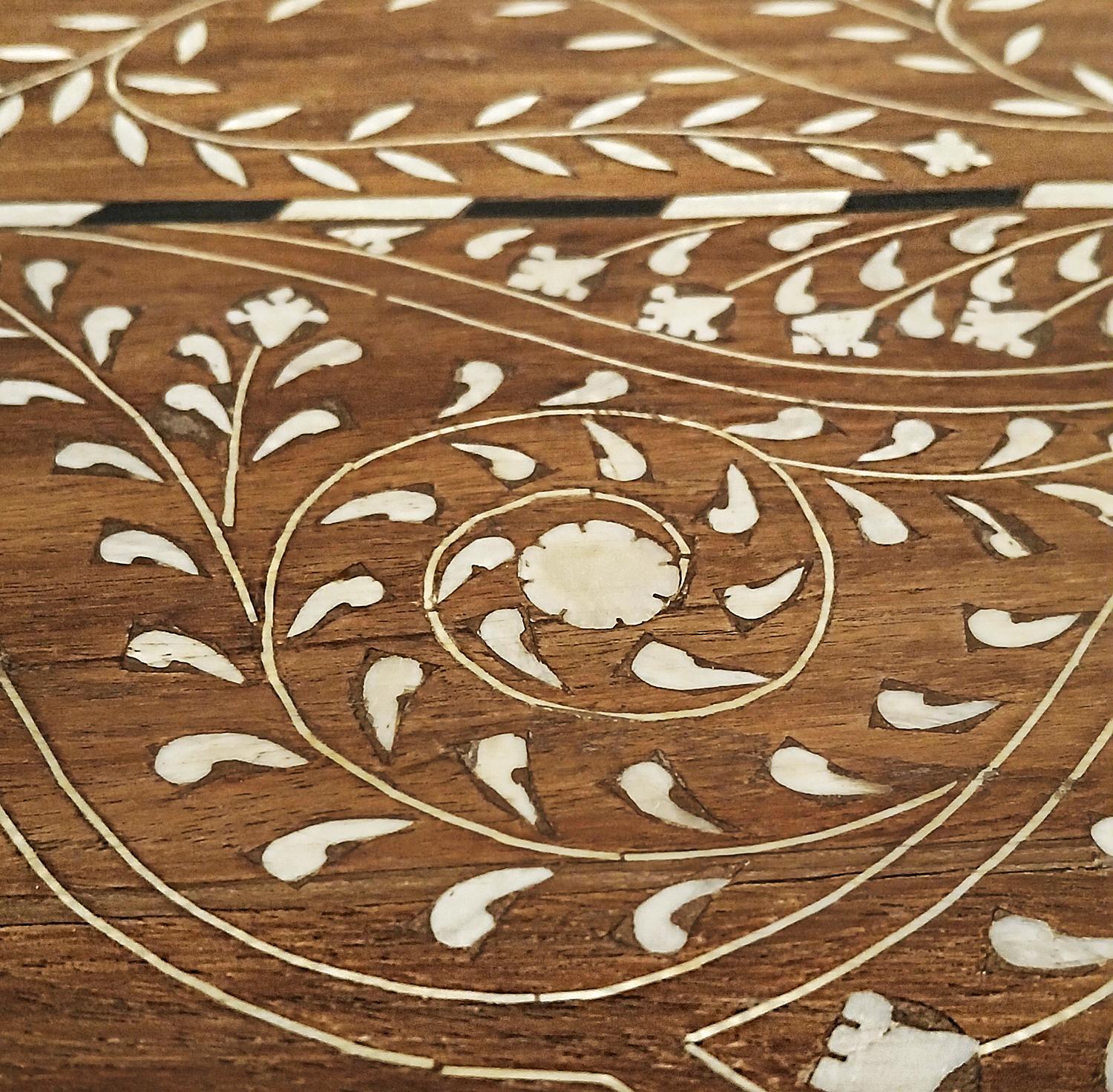 Inlaid Teak Writing Desk from India For Sale 1