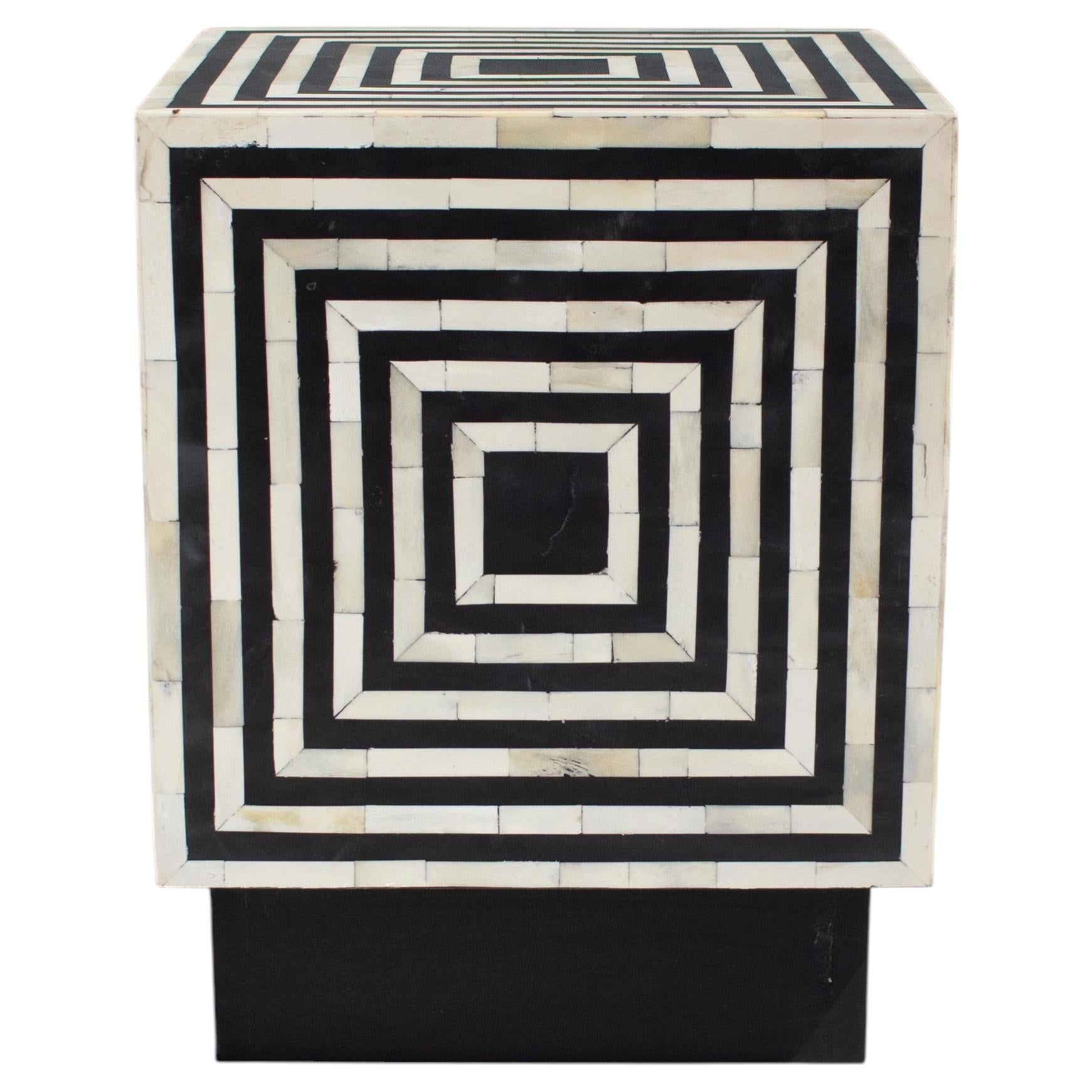 Bone Inlay Compact Side Table in Choice of Color & Pattern by House of Jaipur