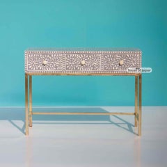 Bone Inlay Floral Console Table by House of Jaipur