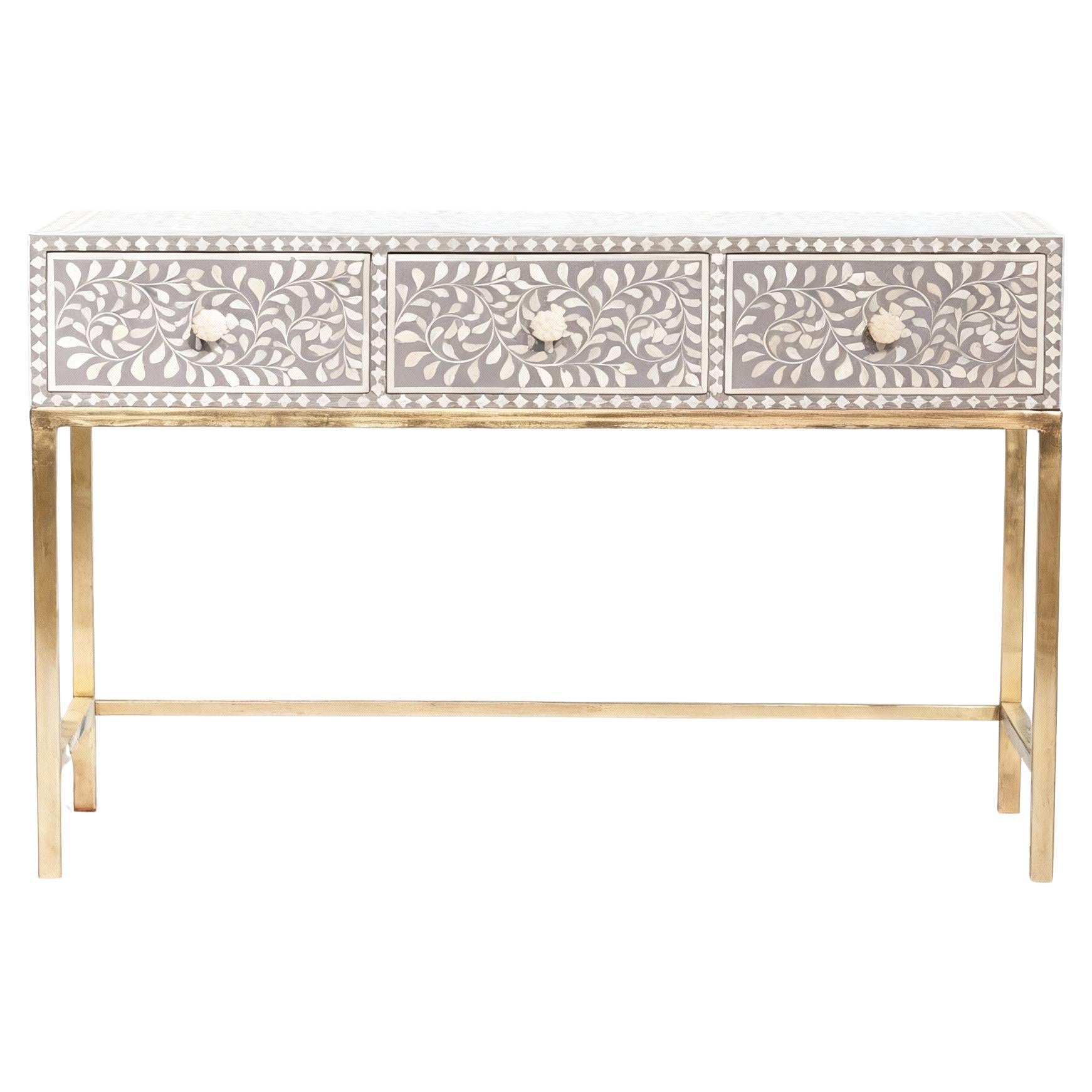 Bone Inlay Floral Console Table by House of Jaipur