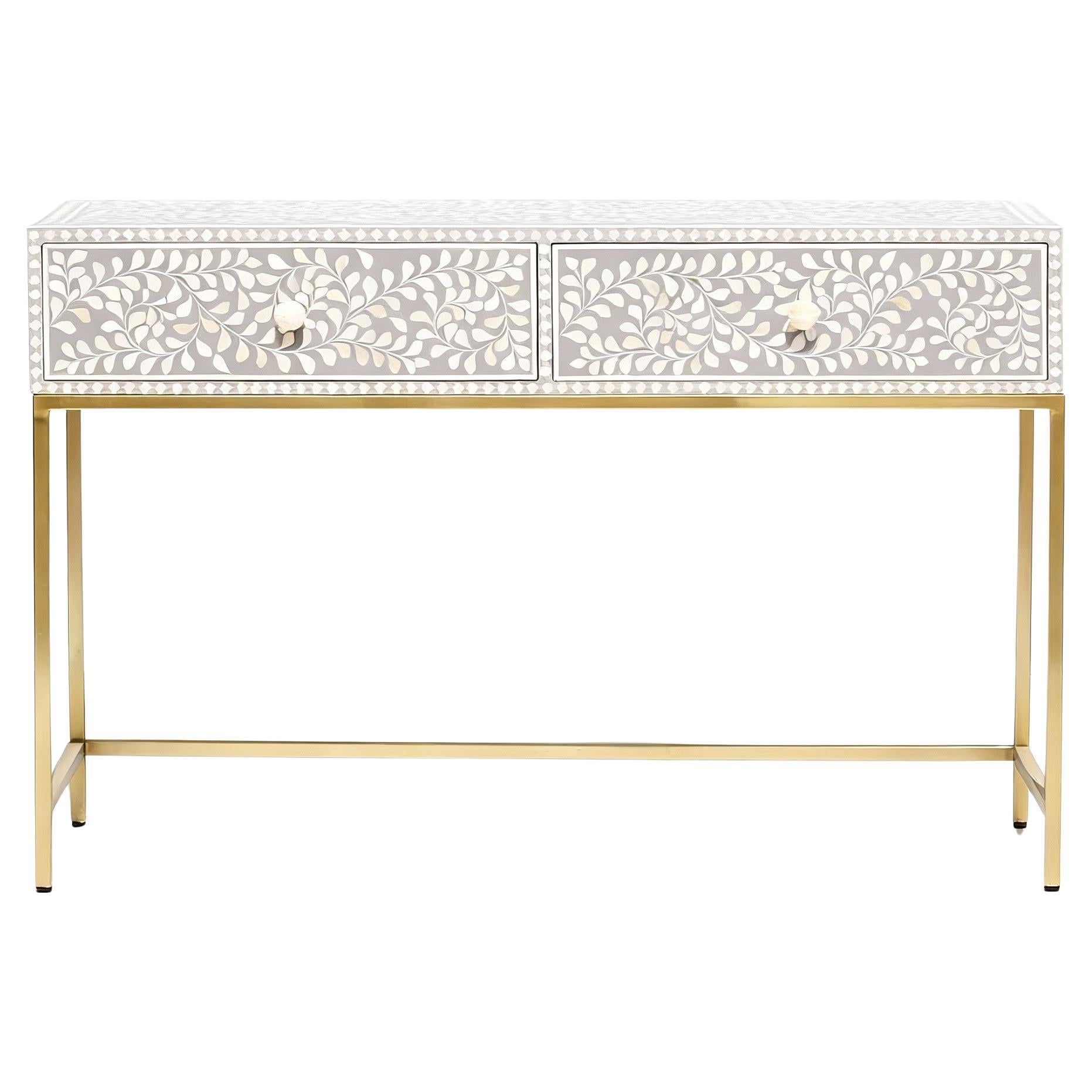 Bone Inlay Floral Console Table by House of Jaipur
