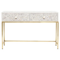 Bone Inlay Floral Console Table by House of Jaipur