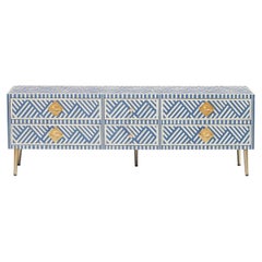 Bone Inlay Low Console with Gold Legs & Cord Escapes by House of Jaipur