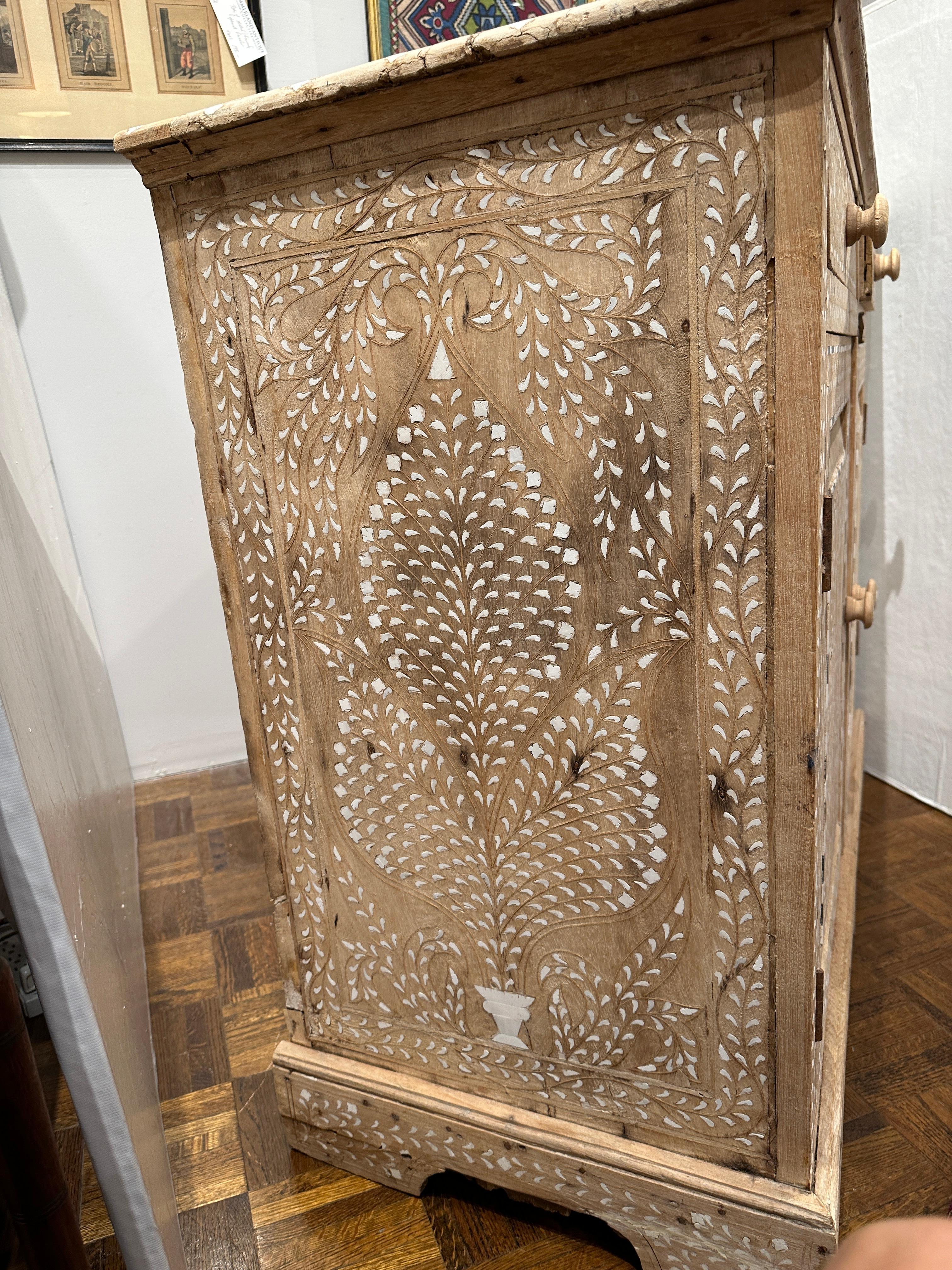 Hand-Crafted Bone Inlay Buffet Cabinet  For Sale