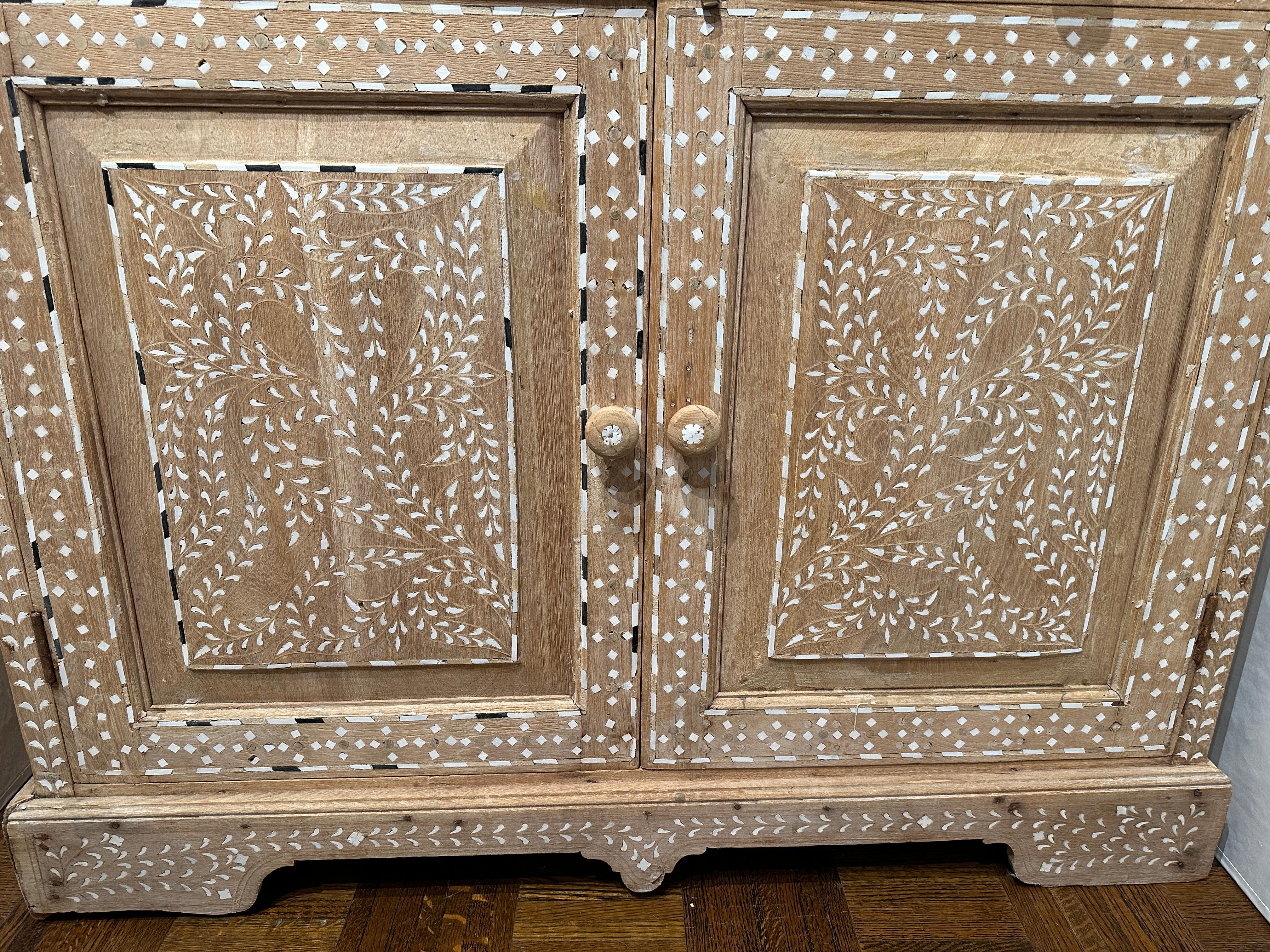 Bone Inlay Buffet Cabinet  In Good Condition For Sale In Summerland, CA