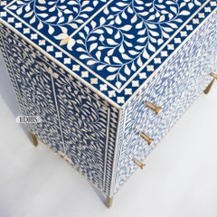 Arabesque Bone Inlay Three-Drawer Dresser - Blue by House of Jaipur