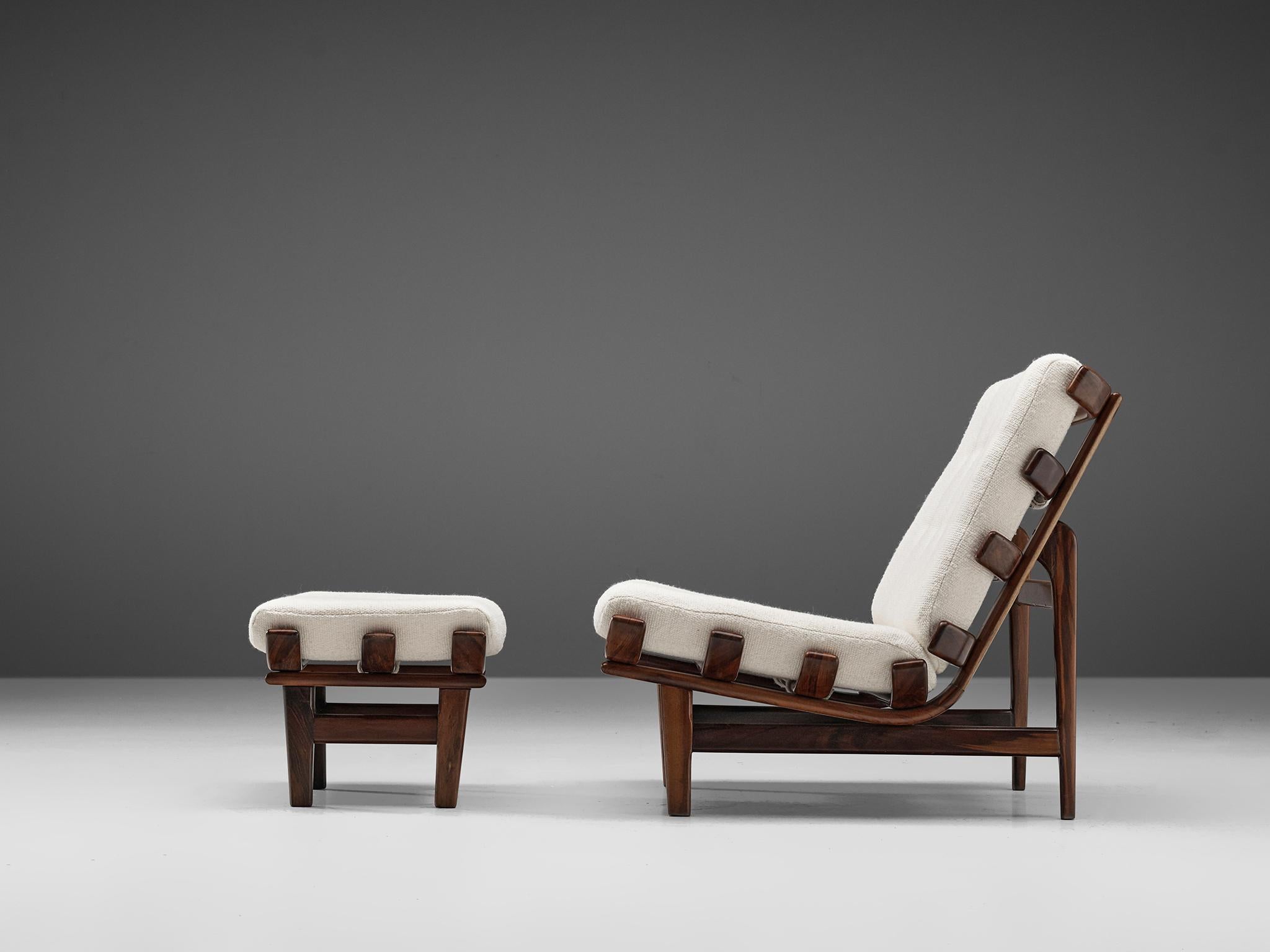 Mid-Century Modern Bone Lounge Chair with Ottoman