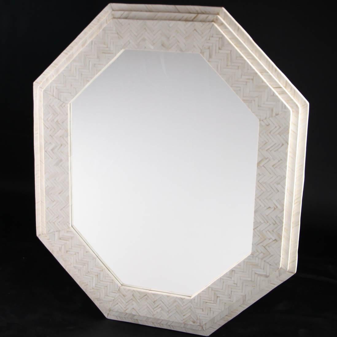 European Bone Marquetry Wall Mirror For Sale