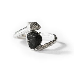 Bone Meteorite Ring in 18K White Gold, Meteorite, Pave Diamonds by Ayaka Nishi