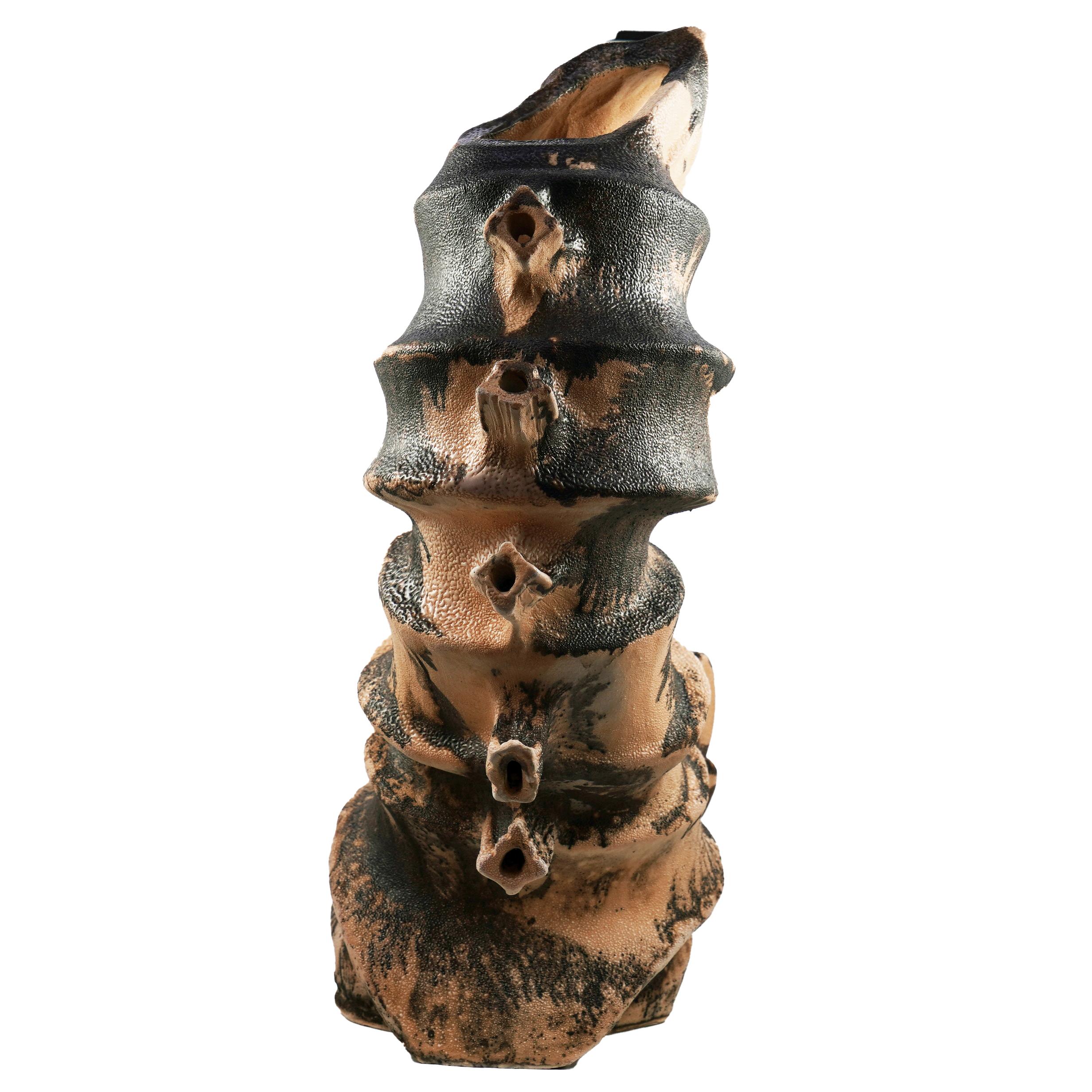 Moderne Série Bone n°4, collection Bones, sculpture en céramique raku d'Adil Ghani en vente