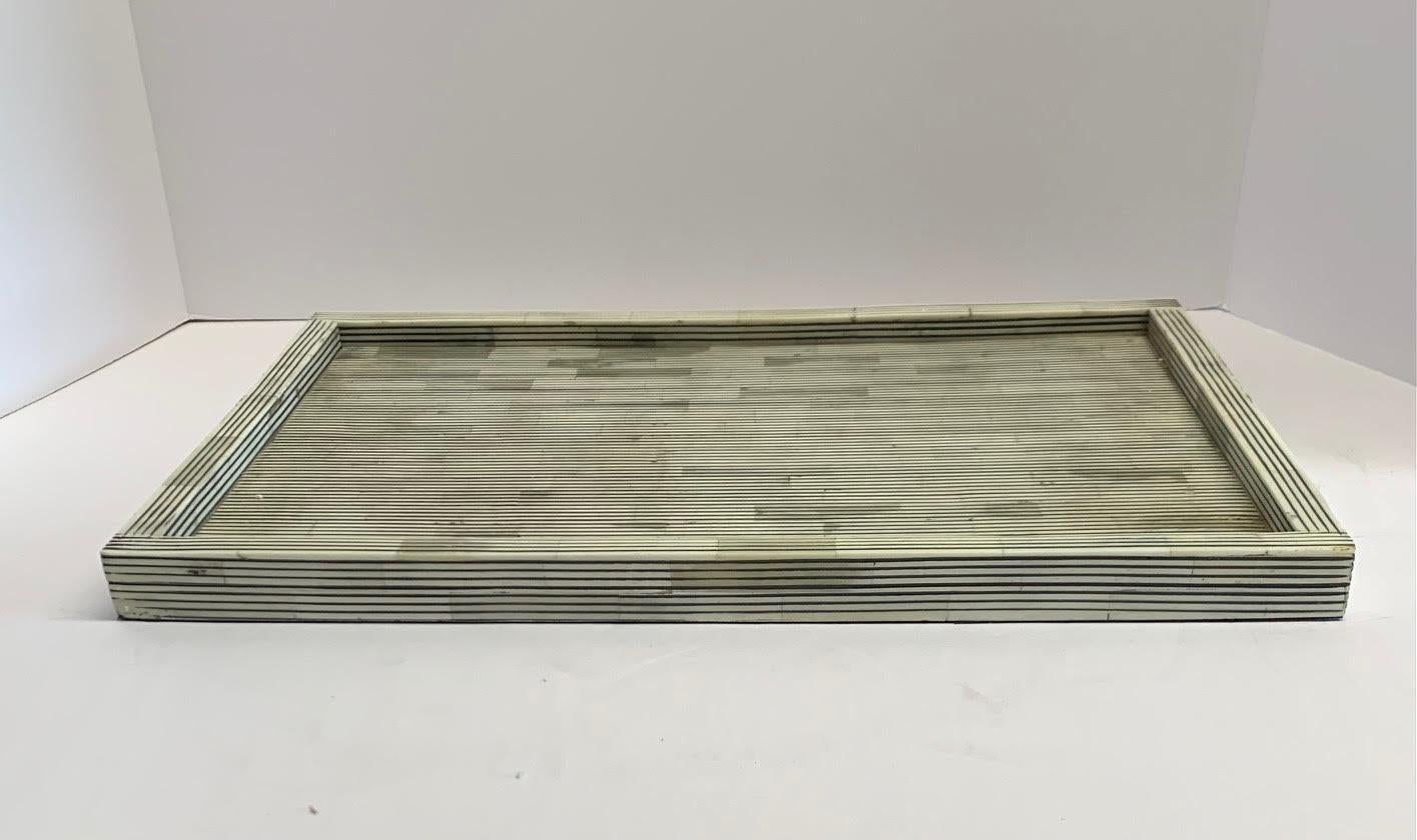 Indian Bone Tray With Thin Black Lines, India, Contemporary For Sale