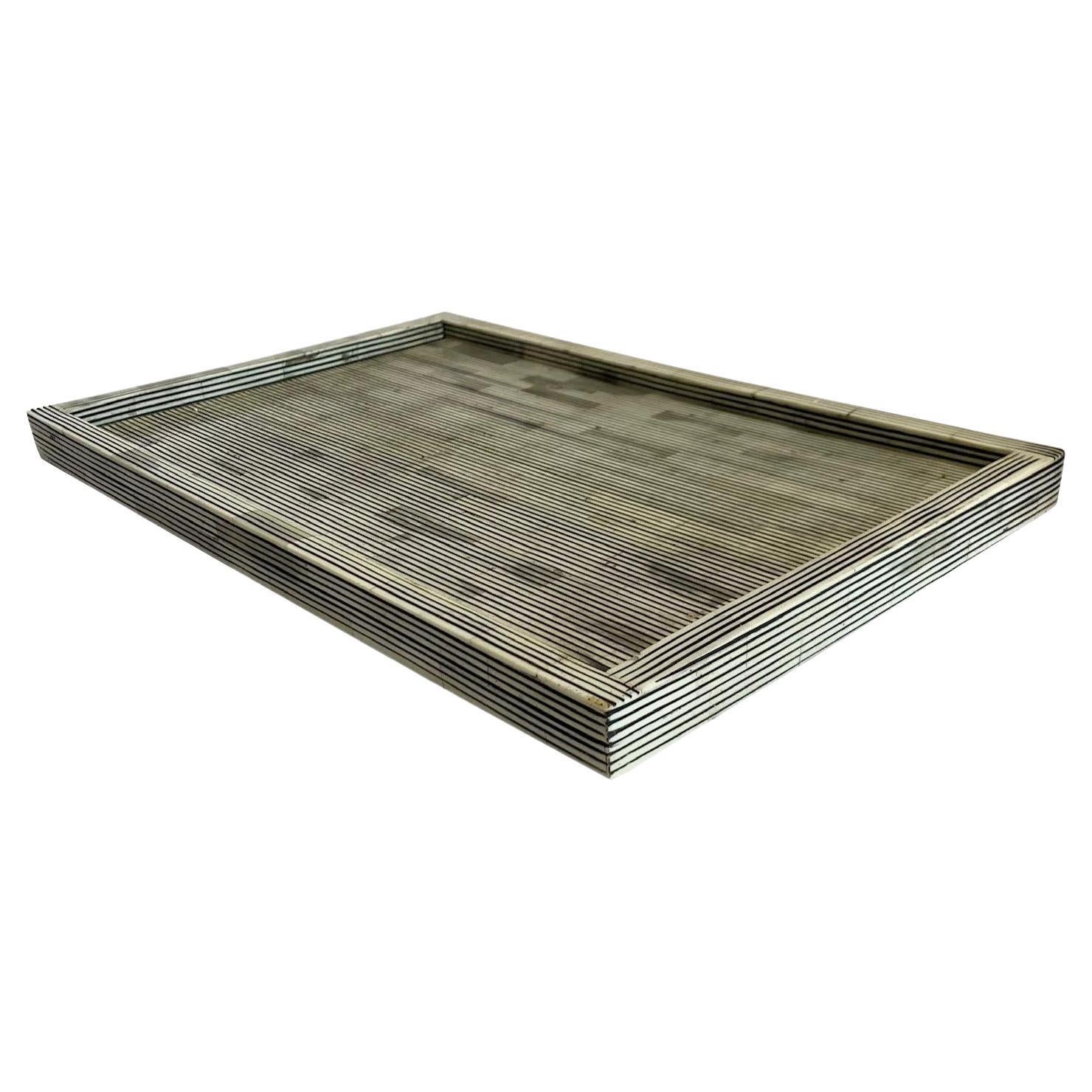 Bone Tray With Thin Black Lines, India, Contemporary For Sale