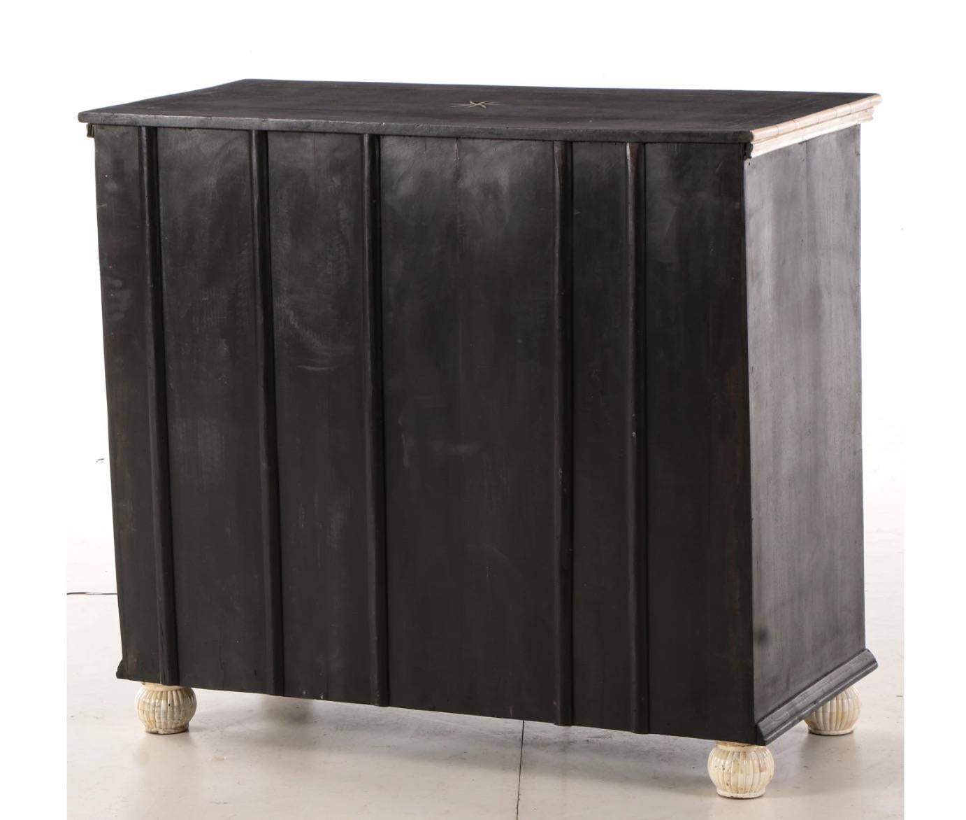 Unknown Glamorous Bone Trim Wood Chest Dresser Cabinet- Deco Dorothy Draper Style For Sale
