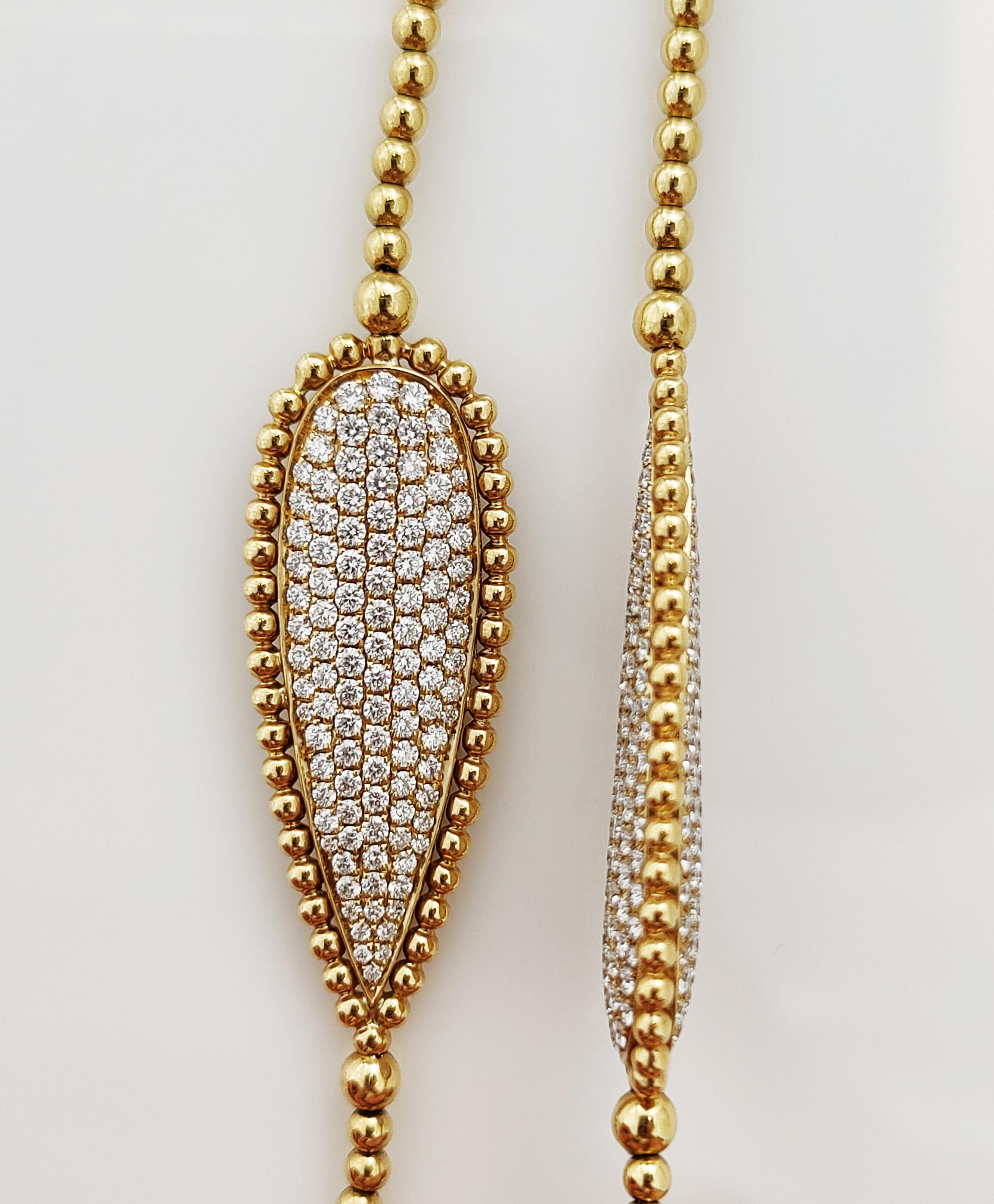 Modern Bonebakker 18 Karat Gold Long Neckace with 7.57ct Pave Diamonds For Sale