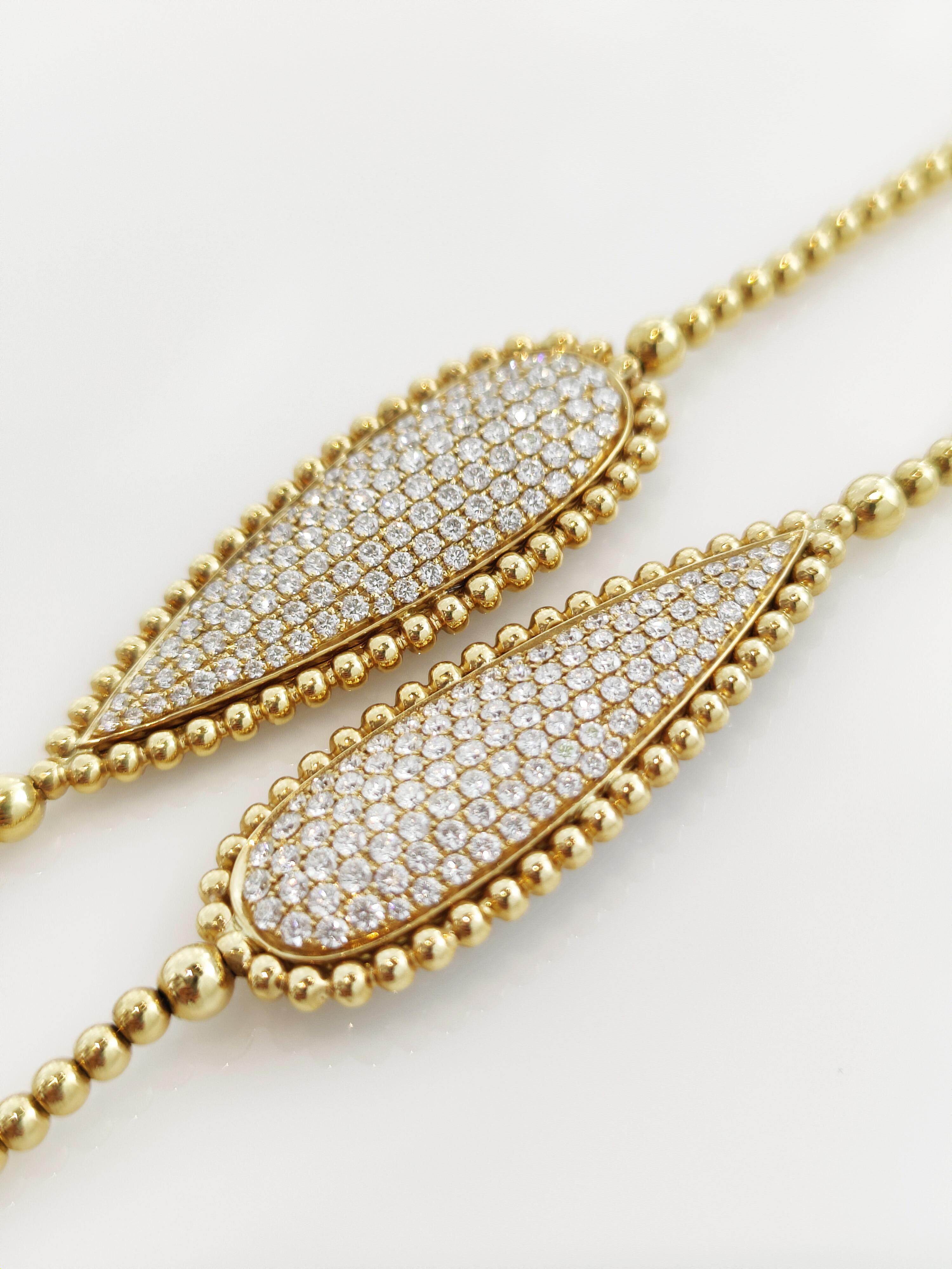 Bonebakker 18 Karat Gold Long Neckace with 7.57ct Pave Diamonds In New Condition For Sale In Amsterdam, NL