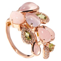 Bonebakker 18 Karat Rose Gold Ring with Peridot, Pink Opal and Diamonds