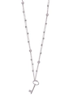 Bonebakker 18 Karat White Gold Long Necklace with Bezel and Pave Set Diamonds