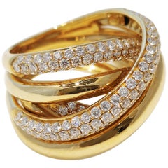 Bonebakker Bague multibande en or jaune 18 carats sertie de diamants