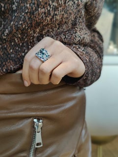 Bonebakker 18 Karat White Gold Ring with Mixed Blue Gemstones and Diamonds