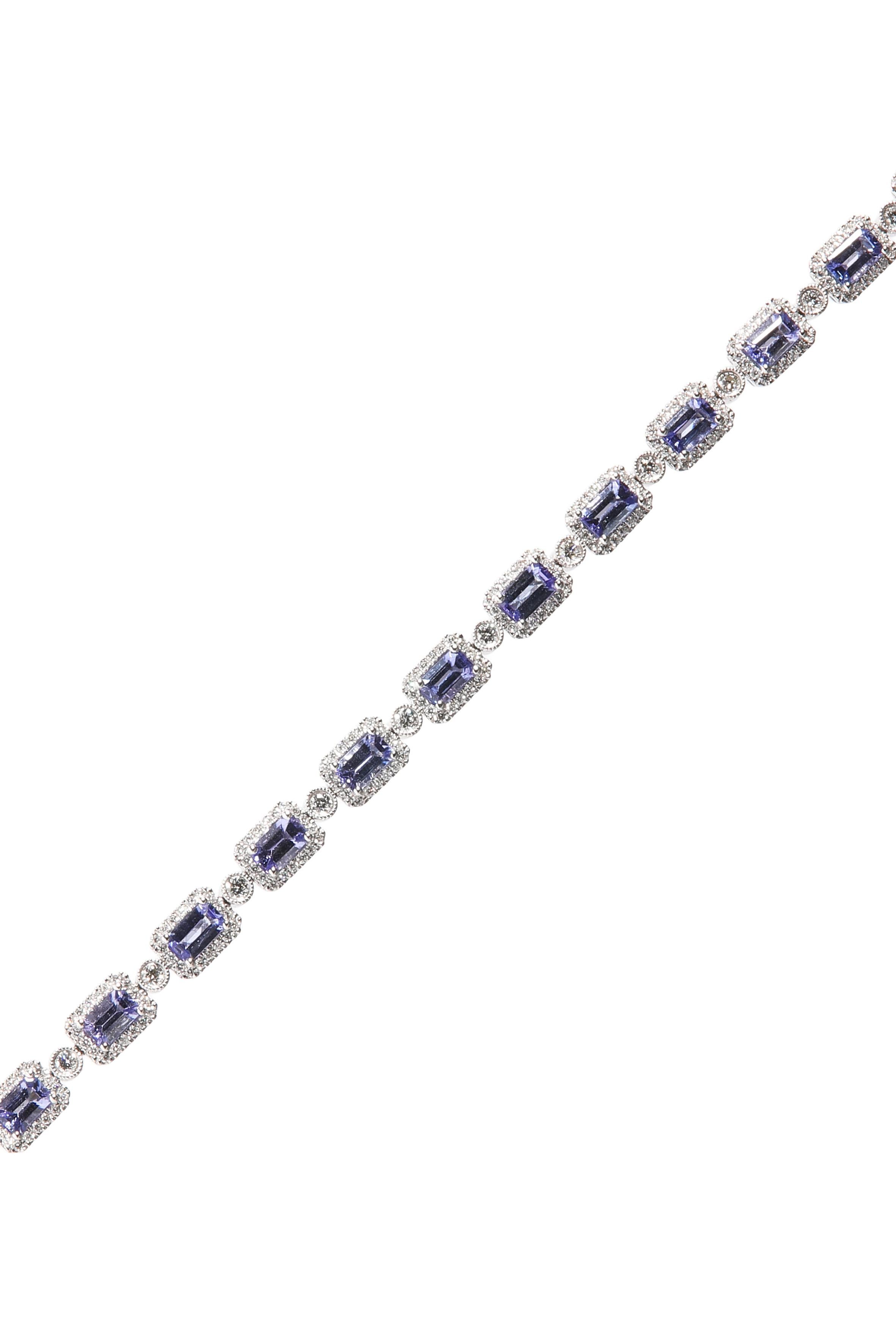 Bonebakker 18kt White Gold Tanzanite and Diamonds Bracelet In New Condition In Amsterdam, NL