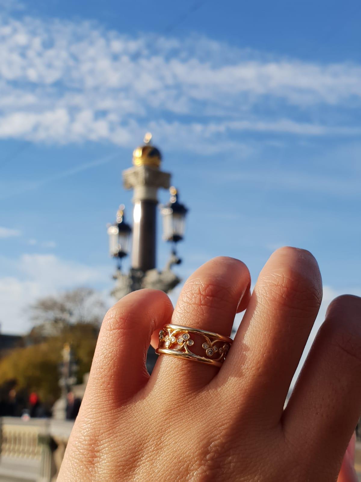 Taille ronde Bonebakker - Ensemble de bagues en or jaune 18 carats avec diamants pouvant être portées de deux façons en vente