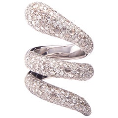 Bague serpent en or blanc avec diamants de 4,70 carats et diamants taille rose brillants