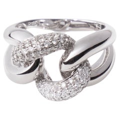 Bonebakker Chain Link Ring 18 Karat White Gold with Diamonds