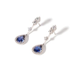 Bonebakker 18kt White Gold Sapphire Drop Earrings, 2.87ct Sapphires