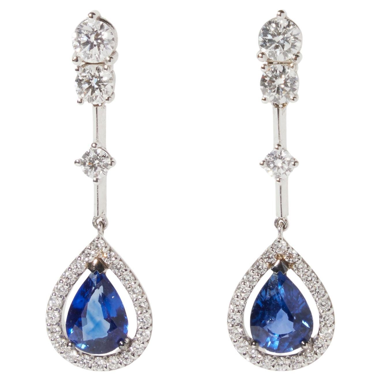 Bonebakker white gold Sapphire drop earrings For Sale