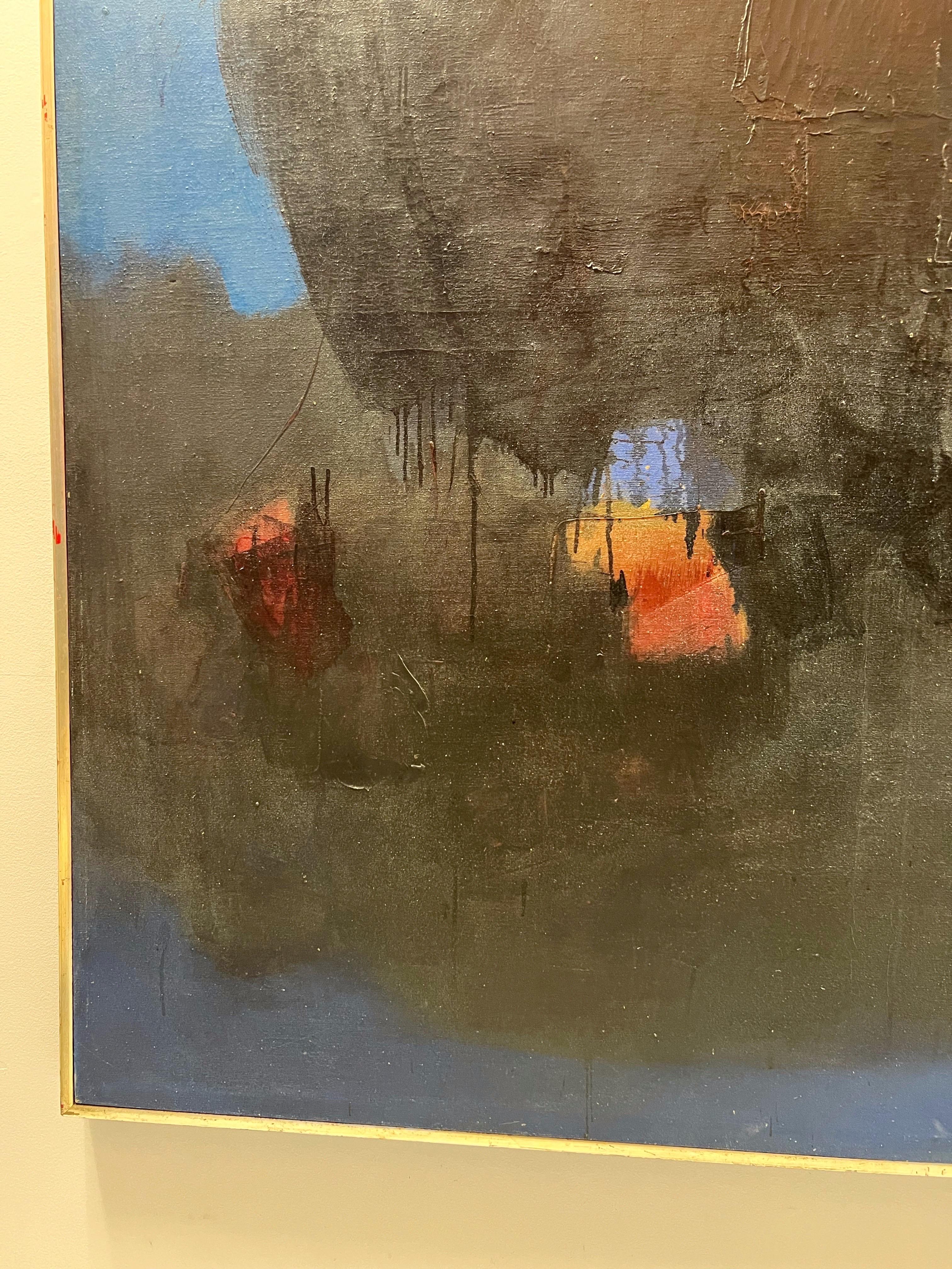 Bong Tae Kim Korea Large Abstract Impressionist Painting 1966 In Good Condition For Sale In Miami, FL