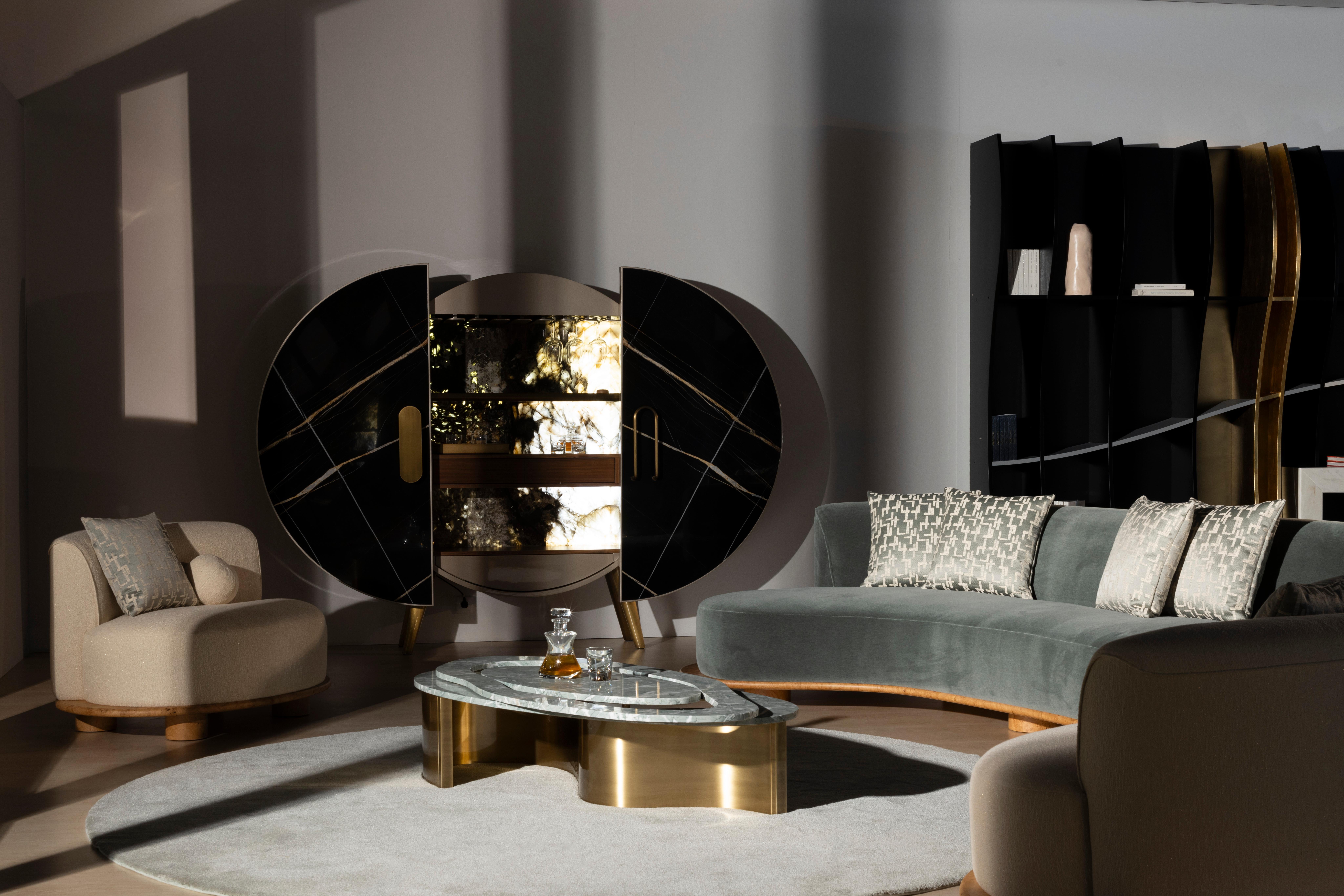 Bongó Bar Cabinet, Contemporary Collection, Handcrafted in Portugal - Europe by Greenapple.

The Bongó marble bar cabinet elevates the act of enjoying a drink into an experience of unparalleled luxury. Its unique, drum-inspired shape echoes