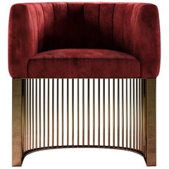 Bonheur Chair Red Velvet Polished Brass Base