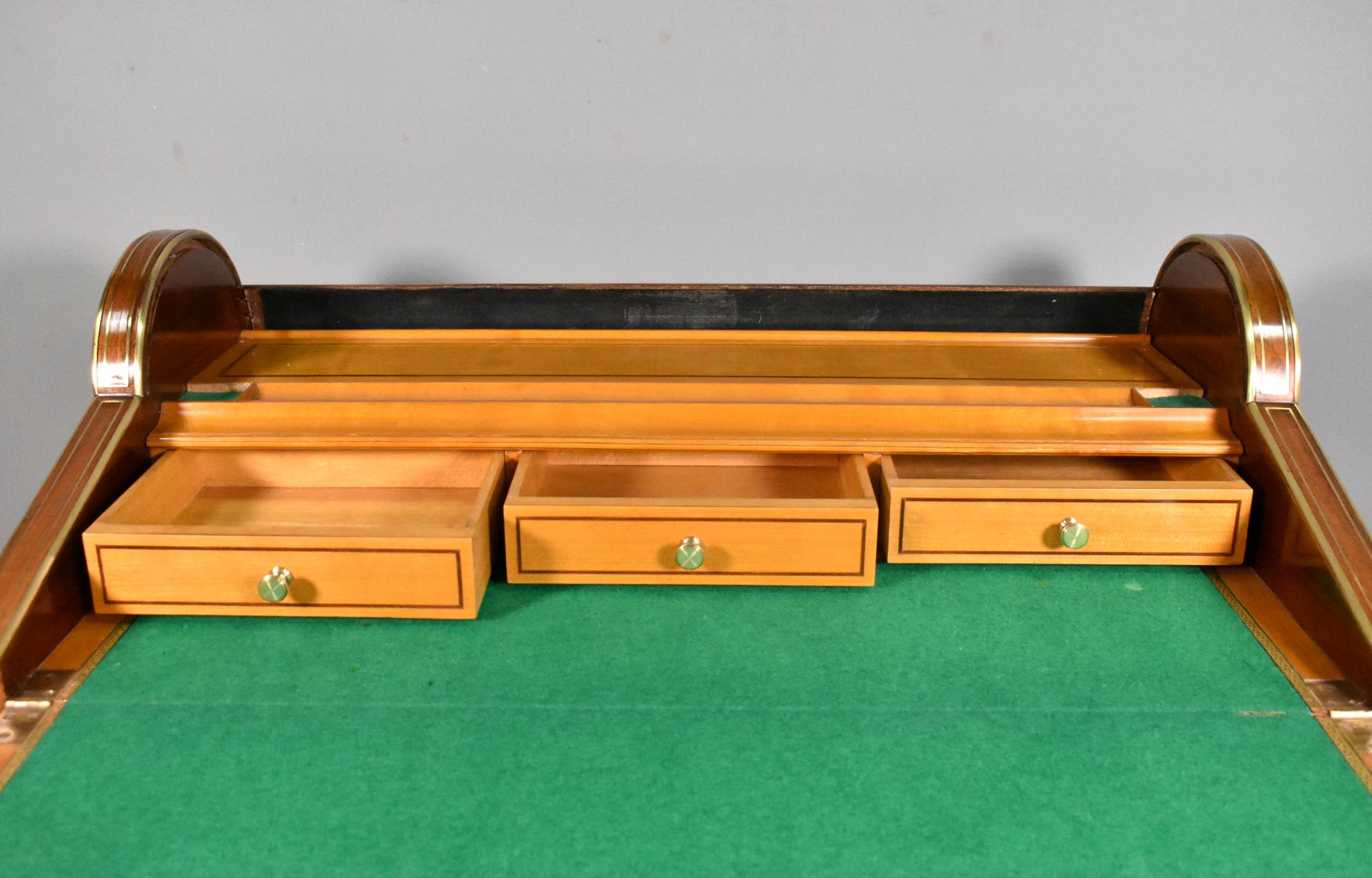 Brass Bonheur Du Jour Cylinder Desk Louis XVI Style For Sale