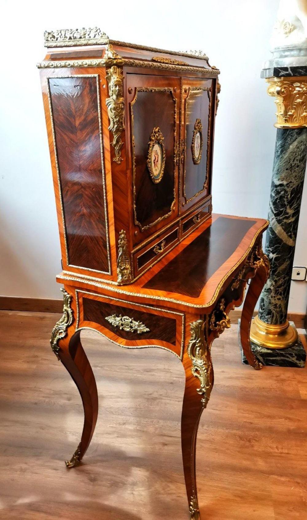 Bonheur Du Jour Desk Napoleon III Period 19th Century Wood Hand Crafted For Sale 6