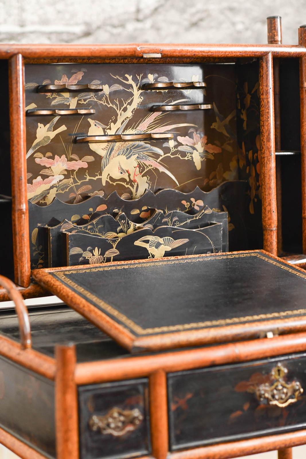 Bonheur du Jour in Bamboo, in the style of Perret & Viber France Late 19th c. 5