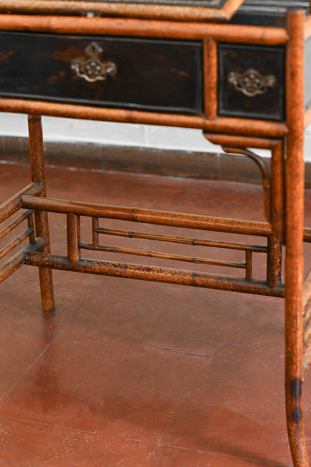 Bonheur du Jour in Bamboo, in the style of Perret & Viber France Late 19th c. 7