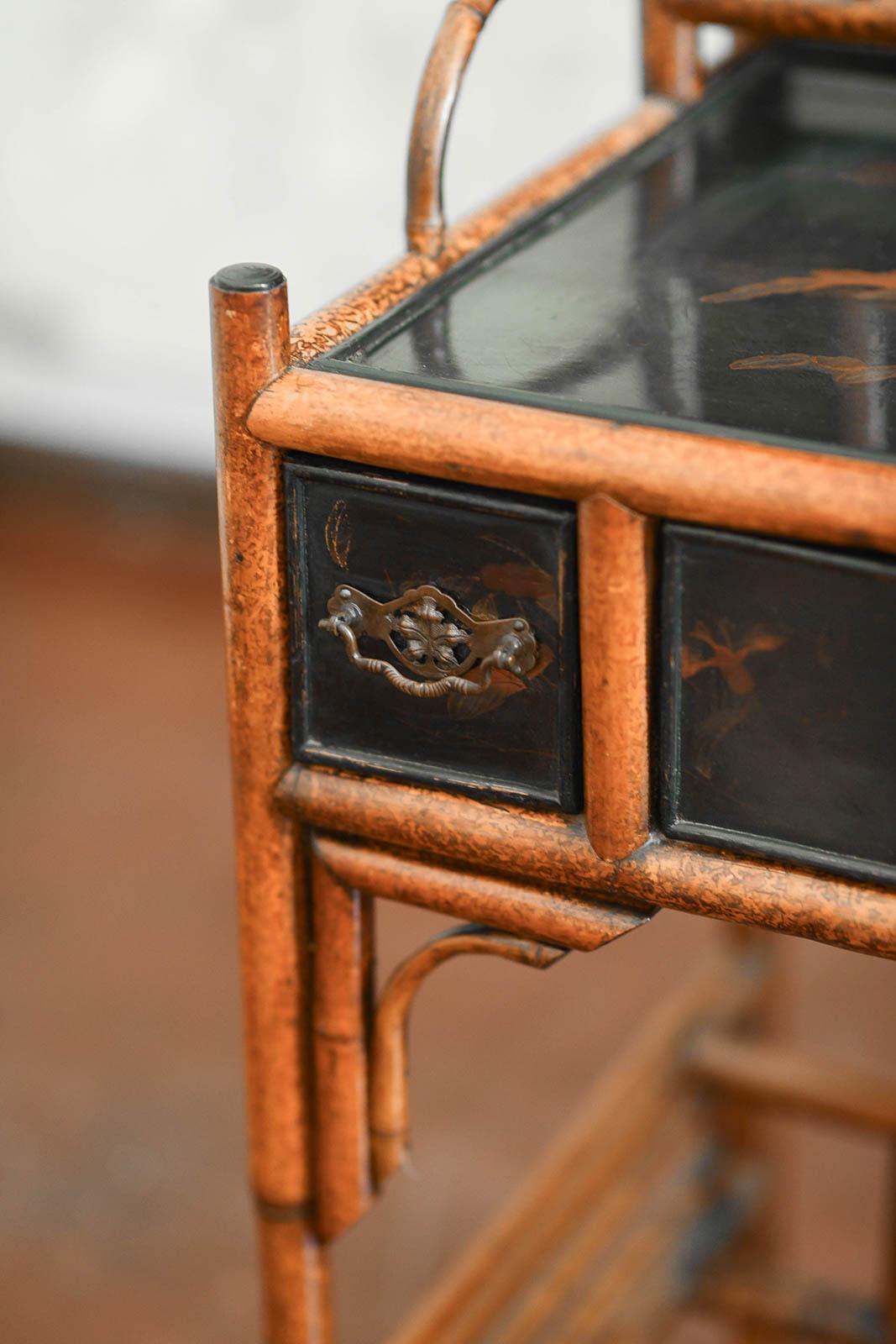 Bonheur du Jour in Bamboo, in the style of Perret & Viber France Late 19th c. 3