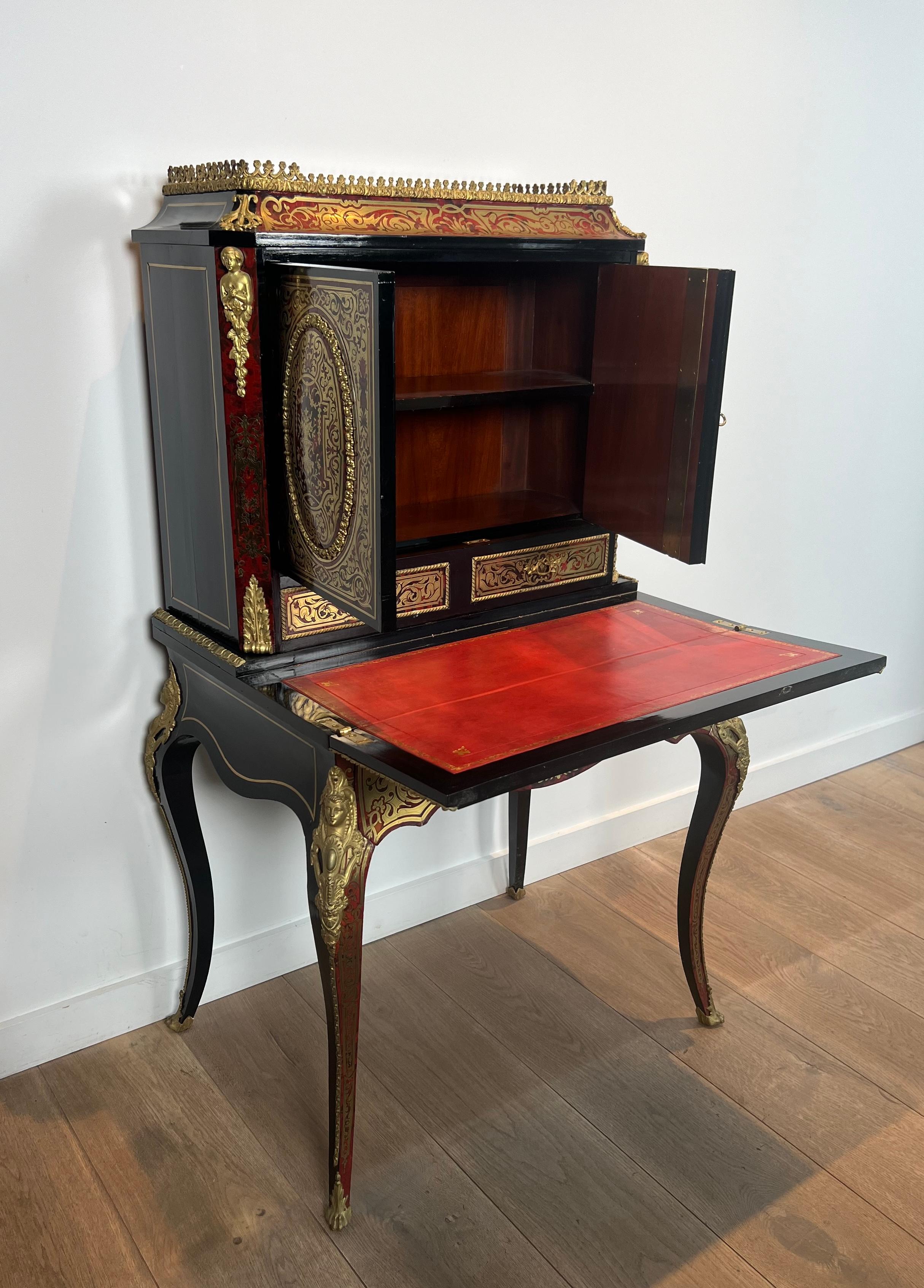 Bonheur du Jour, litterally „Happiness of the Day“-Schreibtisch in Boulle-Intarsienarbeit (Ebonisiert) im Angebot