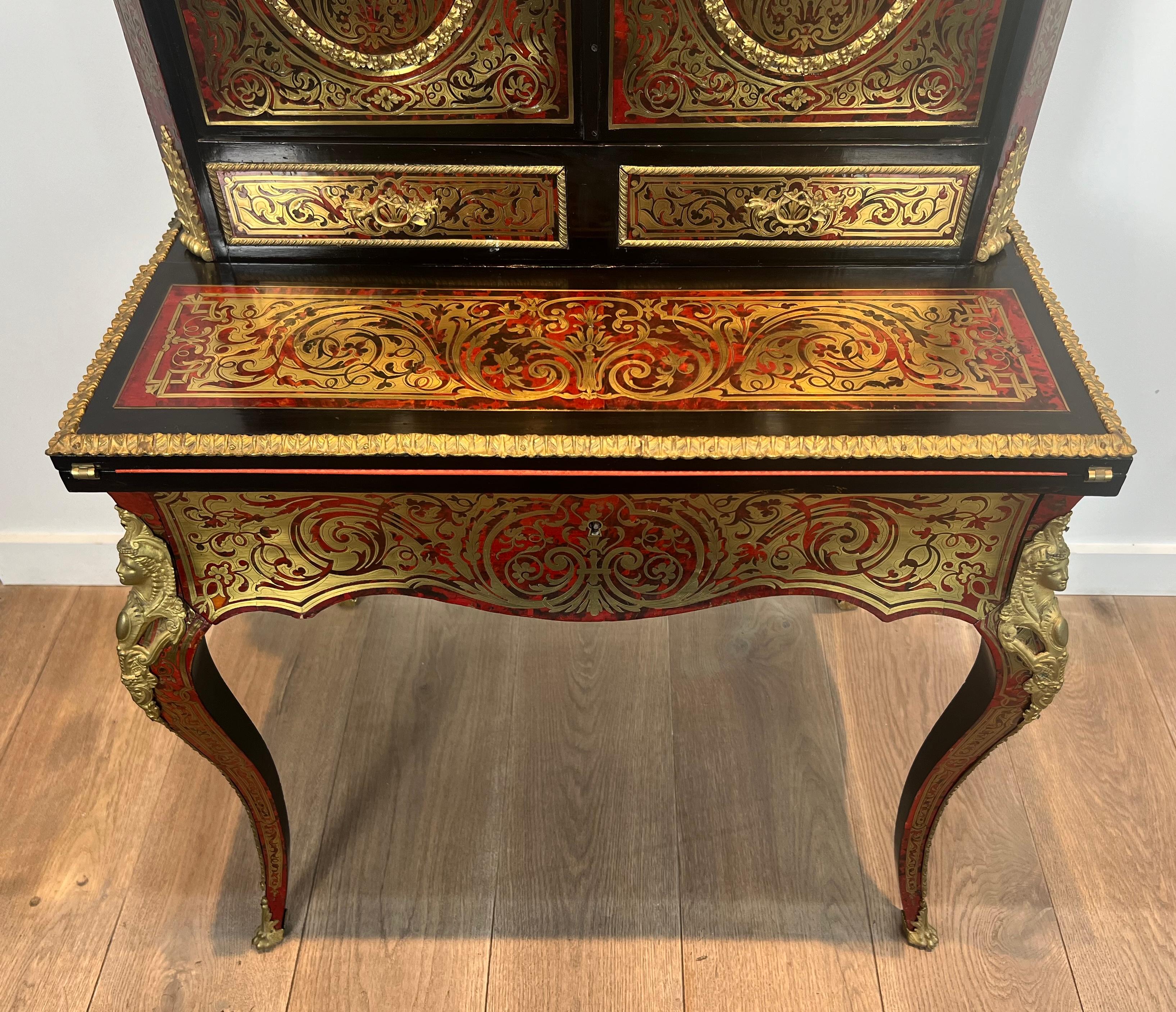 Bonheur du Jour, litterally „Happiness of the Day“-Schreibtisch in Boulle-Intarsienarbeit im Angebot 1