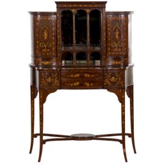 Bonheur du Jour Painted Antique Cabinet Console by Edwards & Roberts Edwardian