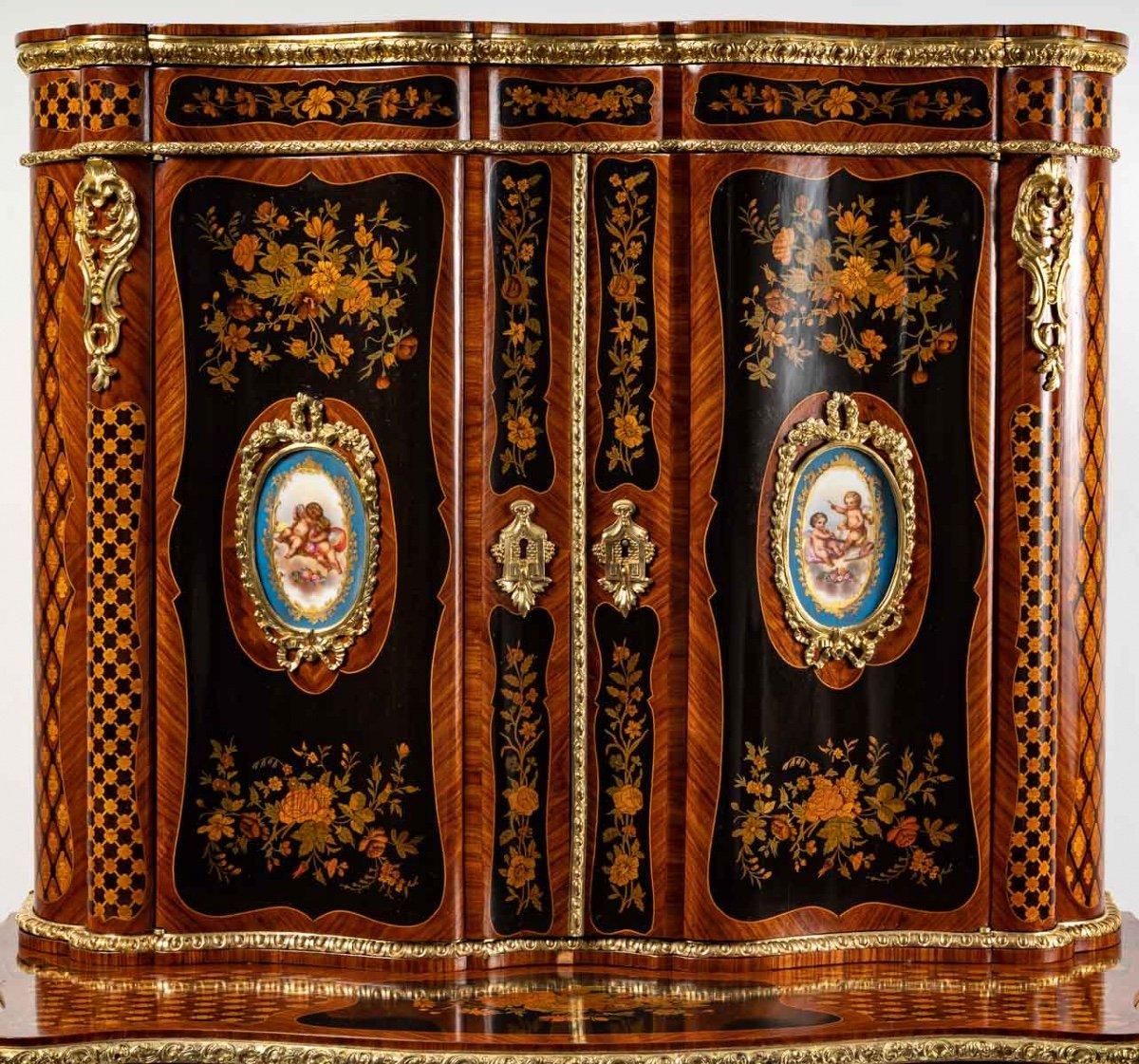 Bonheur Du Jour Secretary in Marquetry and Gilded Bronze End of Xixth Century 3