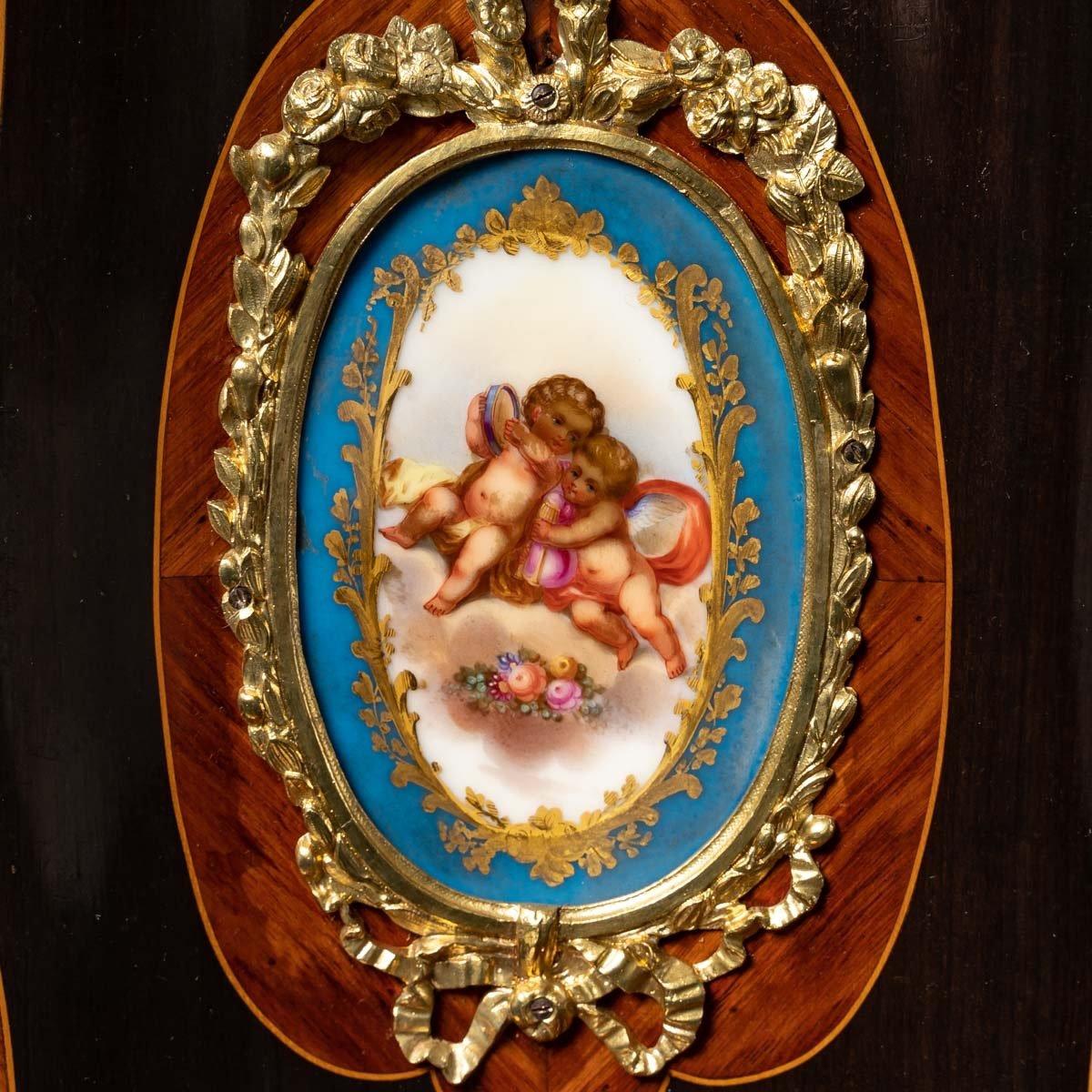Gilt Bonheur Du Jour Secretary in Marquetry and Gilded Bronze End of Xixth Century