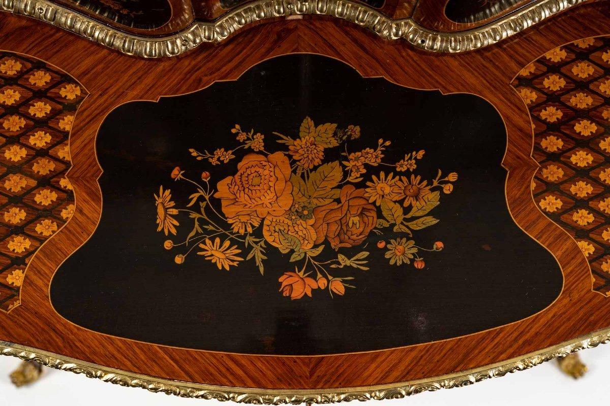 Bonheur Du Jour Secretary in Marquetry and Gilded Bronze End of Xixth Century 1