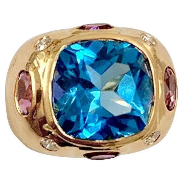 Bonheur Ring with Citrine, Amethyst and Pale Amethyst Domed Ring For Sale 5