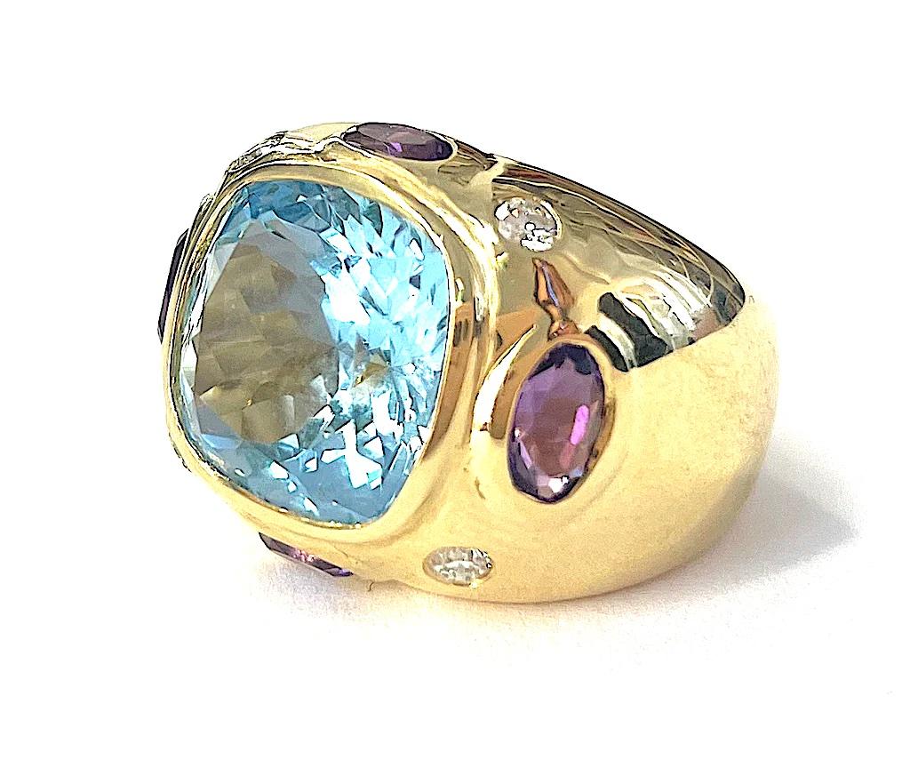 Bonheur Ring with Citrine, Amethyst and Pale Amethyst Domed Ring For Sale 10